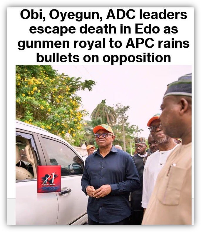 Obi, Oyegun, ADC leaders escape death in Edo as gunmen royal to APC rains bulllets on opposition